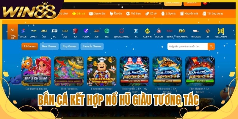 Bắn cá kết hợp nổ hũ giàu tương tác