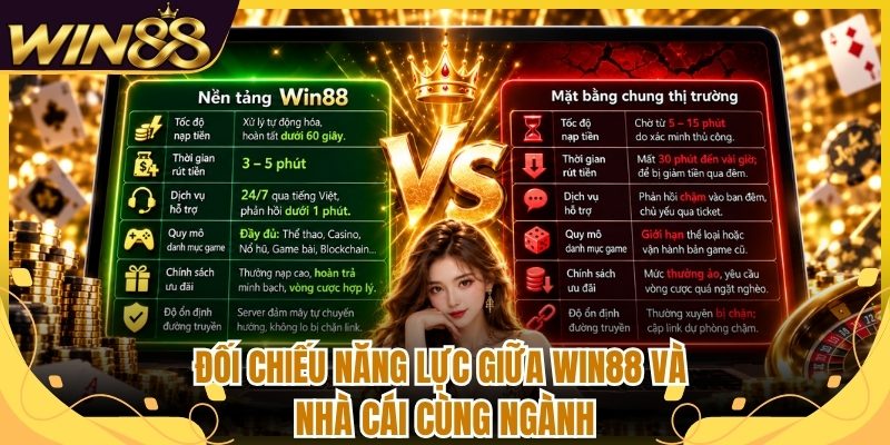 Đối chiếu năng lực giữa Win88 và nhà cái cùng ngành