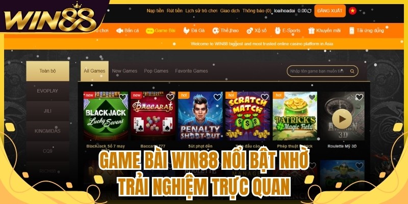 Game Bài Win88 - Khám Phá Sảnh Chơi Hiện Đại, Đẳng Cấp 1 Game bài Win88 nổi bật nhờ trải nghiệm trực quan