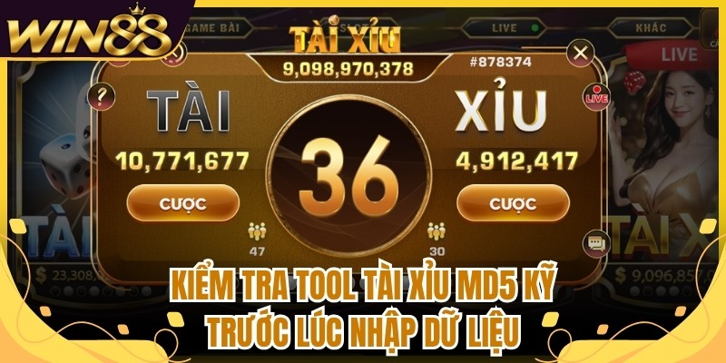 Kiểm tra tool tài xỉu MD5 kỹ trước lúc nhập dữ liệu
